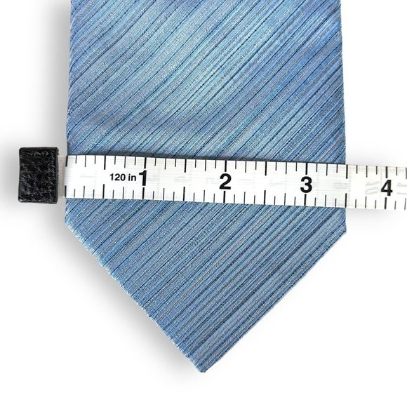 Tino Cosma Men's Tie Size 56.5 x 3.5 Blue Silver Striped 100% Silk Made in Italy - Picture 10 of 11